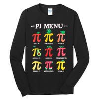 Pie Menu Funny Pi Day Pi 3.14 Math Teacher PI Symbol Pie Pun Tall Long Sleeve T-Shirt
