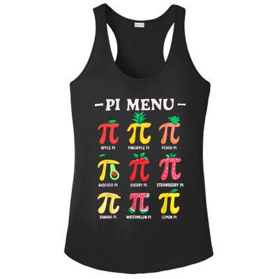 Pie Menu Funny Pi Day Pi 3.14 Math Teacher PI Symbol Pie Pun Ladies PosiCharge Competitor Racerback Tank