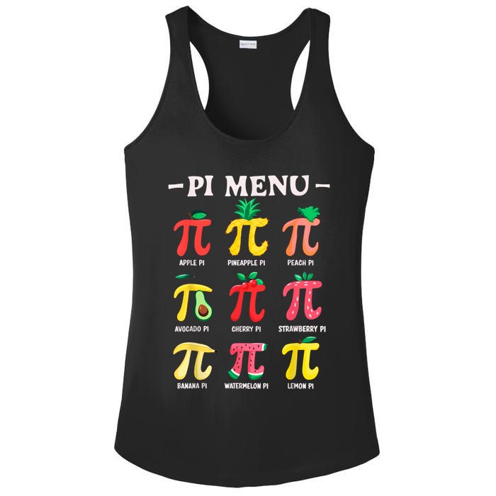 Pie Menu Funny Pi Day Pi 3.14 Math Teacher PI Symbol Pie Pun Ladies PosiCharge Competitor Racerback Tank