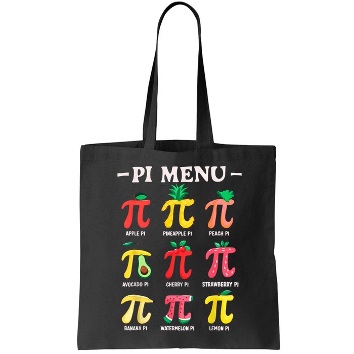 Pie Menu Funny Pi Day Pi 3.14 Math Teacher PI Symbol Pie Pun Bag
