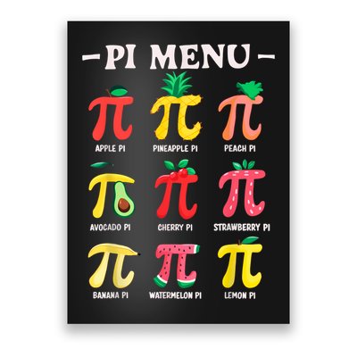 Pie Menu Funny Pi Day Pi 3.14 Math Teacher PI Symbol Pie Pun Poster