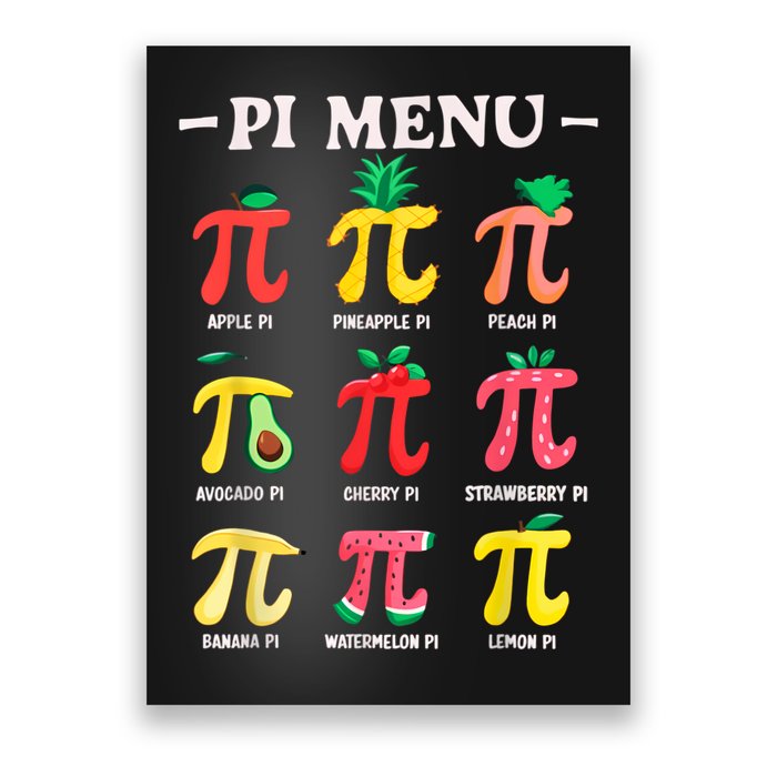 Pie Menu Funny Pi Day Pi 3.14 Math Teacher PI Symbol Pie Pun Poster