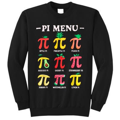Pie Menu Funny Pi Day Pi 3.14 Math Teacher PI Symbol Pie Pun Tall Sweatshirt