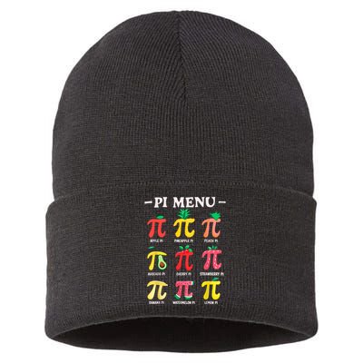 Pie Menu Funny Pi Day Pi 3.14 Math Teacher PI Symbol Pie Pun Sustainable Knit Beanie