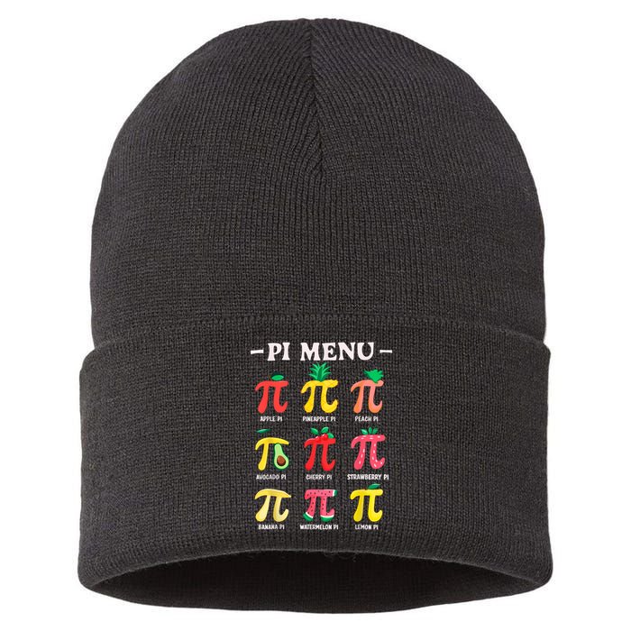 Pie Menu Funny Pi Day Pi 3.14 Math Teacher PI Symbol Pie Pun Sustainable Knit Beanie
