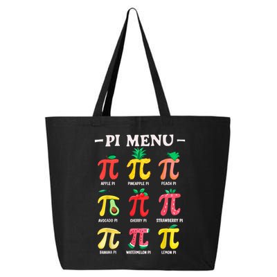 Pie Menu Funny Pi Day Pi 3.14 Math Teacher PI Symbol Pie Pun 25L Jumbo Tote
