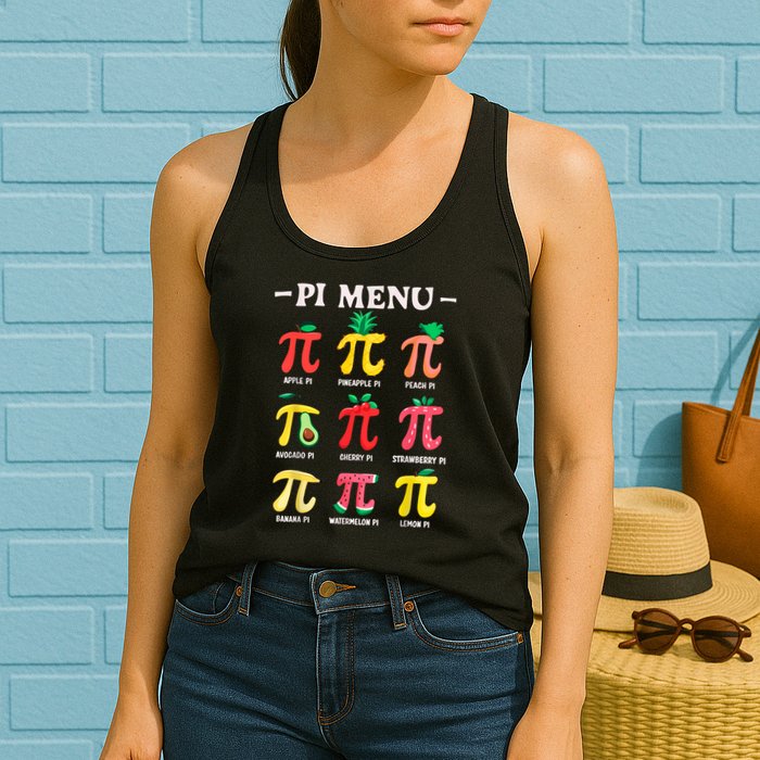 Pie Menu Funny Pi Day Pi 3.14 Math Teacher PI Symbol Pie Pun Womens Tank Top