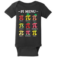 Pie Menu Funny Pi Day Pi 3.14 Math Teacher PI Symbol Pie Pun Baby Bodysuit