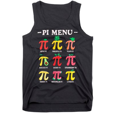 Pie Menu Funny Pi Day Pi 3.14 Math Teacher PI Symbol Pie Pun Tank Top