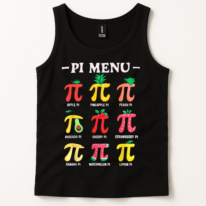 Pie Menu Funny Pi Day Pi 3.14 Math Teacher PI Symbol Pie Pun Tank Top