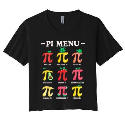 Pie Menu Funny Pi Day Pi 3.14 Math Teacher PI Symbol Pie Pun Crop Top