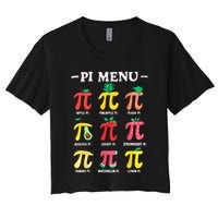Pie Menu Funny Pi Day Pi 3.14 Math Teacher PI Symbol Pie Pun Crop Top