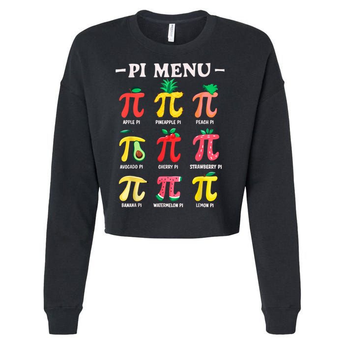 Pie Menu Funny Pi Day Pi 3.14 Math Teacher PI Symbol Pie Pun Cropped Pullover Crew