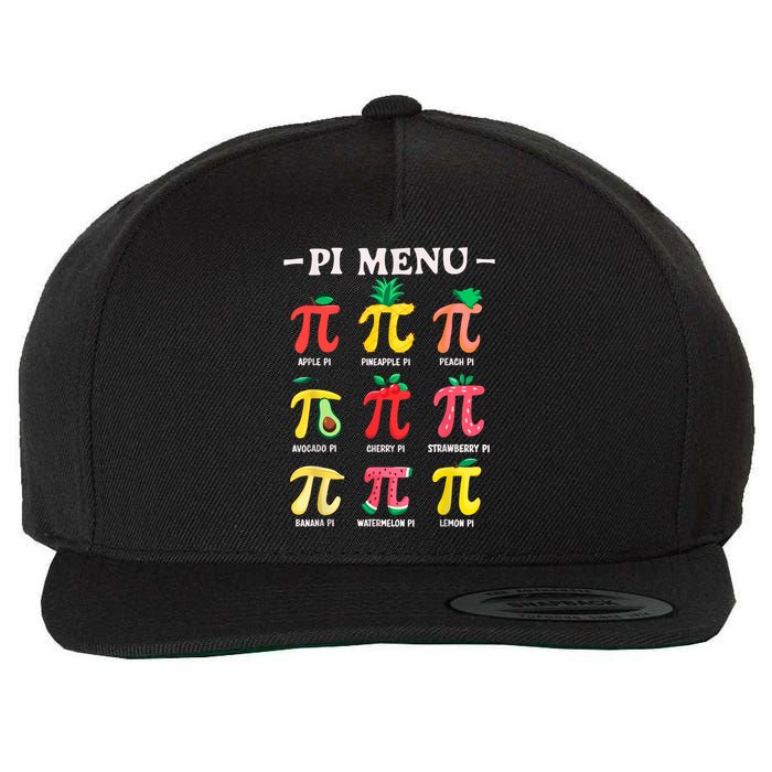 Pie Menu Funny Pi Day Pi 3.14 Math Teacher PI Symbol Pie Pun Wool Snapback Cap