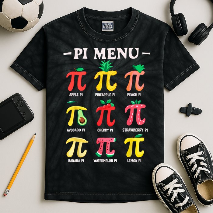 Pie Menu Funny Pi Day Pi 3.14 Math Teacher PI Symbol Pie Pun Kids Tie-Dye T-Shirt