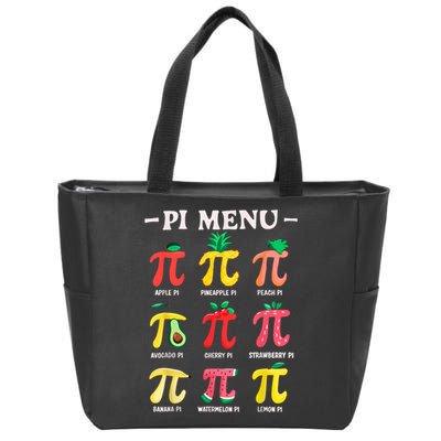 Pie Menu Funny Pi Day Pi 3.14 Math Teacher PI Symbol Pie Pun Zip Tote Bag