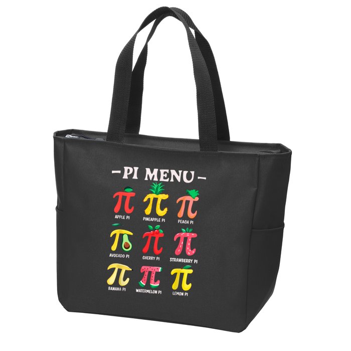 Pie Menu Funny Pi Day Pi 3.14 Math Teacher PI Symbol Pie Pun Zip Tote Bag