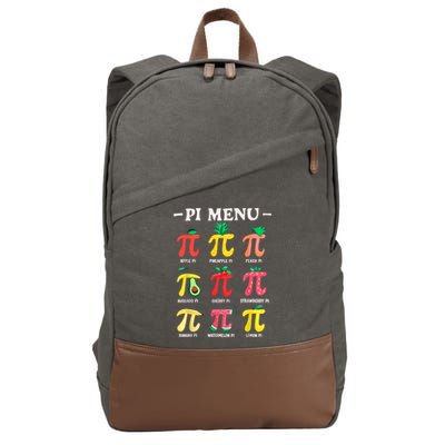 Pie Menu Funny Pi Day Pi 3.14 Math Teacher PI Symbol Pie Pun Cotton Canvas Backpack