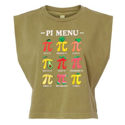 Pie Menu Funny Pi Day Pi 3.14 Math Teacher PI Symbol Pie Pun Garment-Dyed Women's Muscle Tee