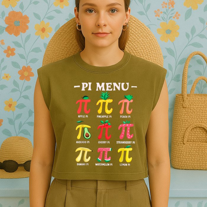 Pie Menu Funny Pi Day Pi 3.14 Math Teacher PI Symbol Pie Pun Garment-Dyed Women's Muscle Tee