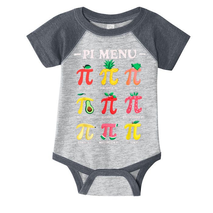 Pie Menu Funny Pi Day Pi 3.14 Math Teacher PI Symbol Pie Pun Infant Baby Jersey Bodysuit