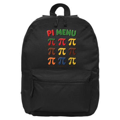 Pie Menu Funny Pi Day Pi 3 16 in Basic Backpack