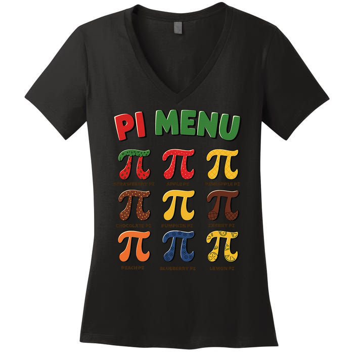 Pie Menu Funny Pi Day Pi 3 Women's V-Neck T-Shirt