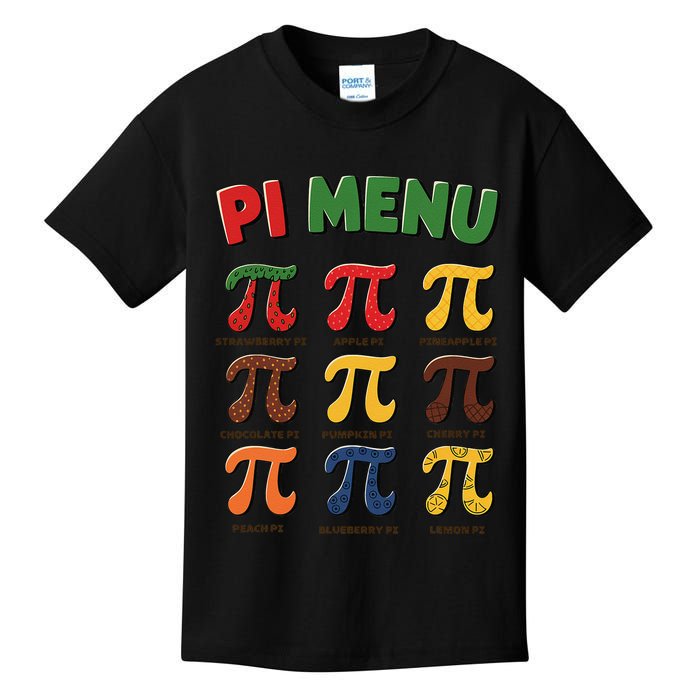 Pie Menu Funny Pi Day Pi 3 Kids T-Shirt