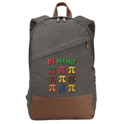 Pie Menu Funny Pi Day Pi 3 Cotton Canvas Backpack