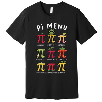 Pie Menu Funny Pi Day Pi 3 Premium T-Shirt