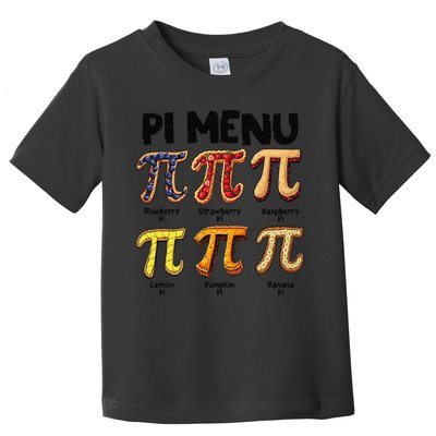 Pi Menu Funny Math Teacher Pi Day 3 Gift Toddler T-Shirt