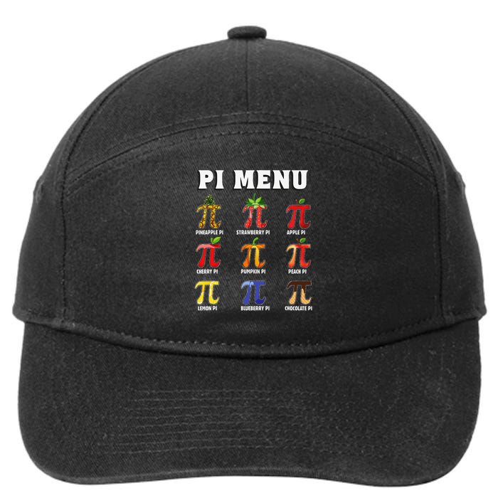 Pie Menu Funny Pi Day Pi 3 7-Panel Snapback Hat