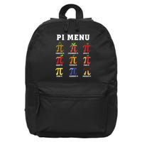 Pie Menu Funny Pi Day Pi 3 16 in Basic Backpack