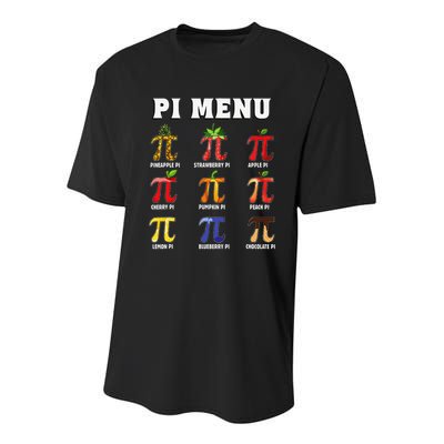 Pie Menu Funny Pi Day Pi 3 Youth Performance Sprint T-Shirt