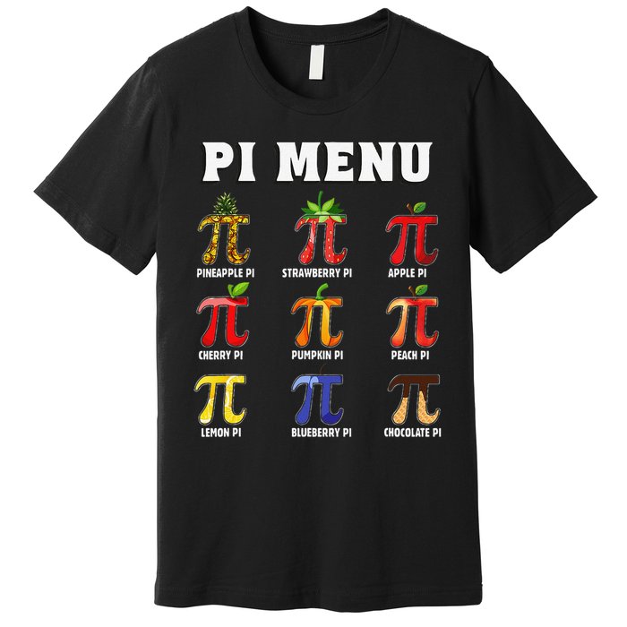 Pie Menu Funny Pi Day Pi 3 Premium T-Shirt