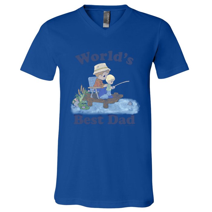 Precious Mots Fathers Day Worlds Best Dad Fishing Shot Cool Gift V-Neck T-Shirt