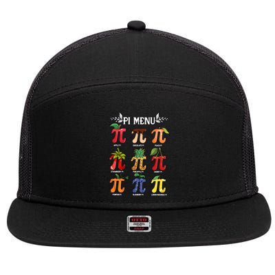 Pi Menu Funny Happy Pi Day For Fruits Loverr Pi Symbol Teacher Math Lover 7 Panel Mesh Trucker Snapback Hat