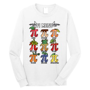 Pi Menu Funny Happy Pi Day For Fruits Loverr Pi Symbol Teacher Math Lover Long Sleeve Shirt