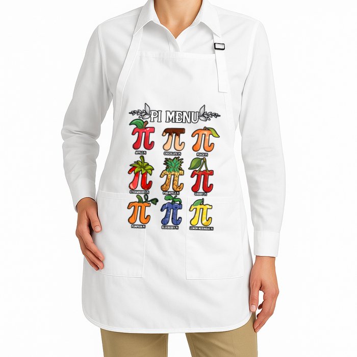 Pi Menu Funny Happy Pi Day For Fruits Loverr Pi Symbol Teacher Math Lover Full-Length Apron With Pockets