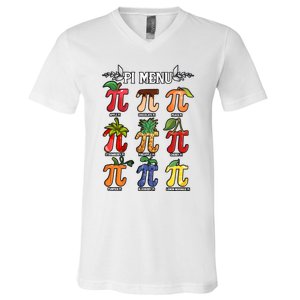 Pi Menu Funny Happy Pi Day For Fruits Loverr Pi Symbol Teacher Math Lover V-Neck T-Shirt