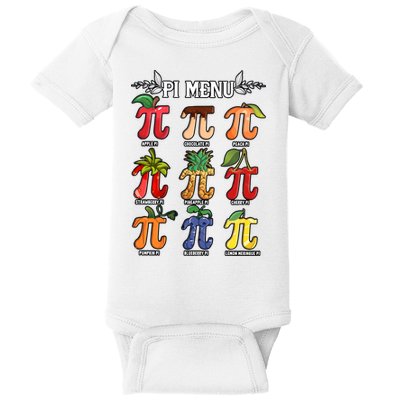 Pi Menu Funny Happy Pi Day For Fruits Loverr Pi Symbol Teacher Math Lover Baby Bodysuit