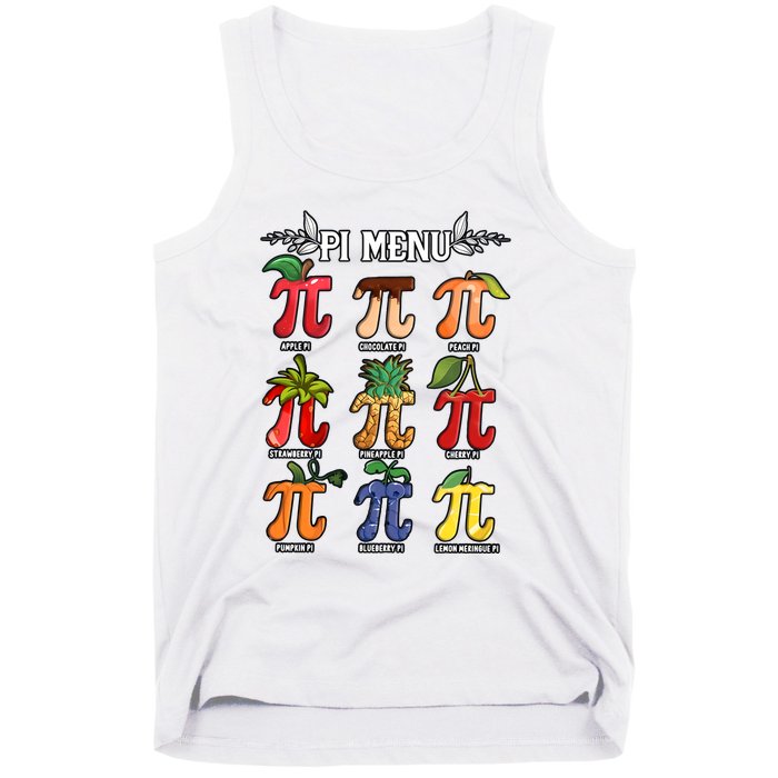 Pi Menu Funny Happy Pi Day For Fruits Loverr Pi Symbol Teacher Math Lover Tank Top