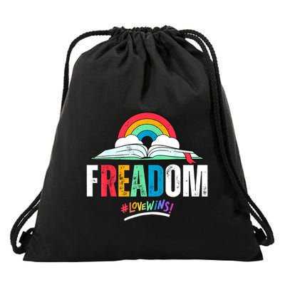 Pride Month Freadom I Read Banned Books Lgbtq Reader Pride Librarian Gift Drawstring Bag
