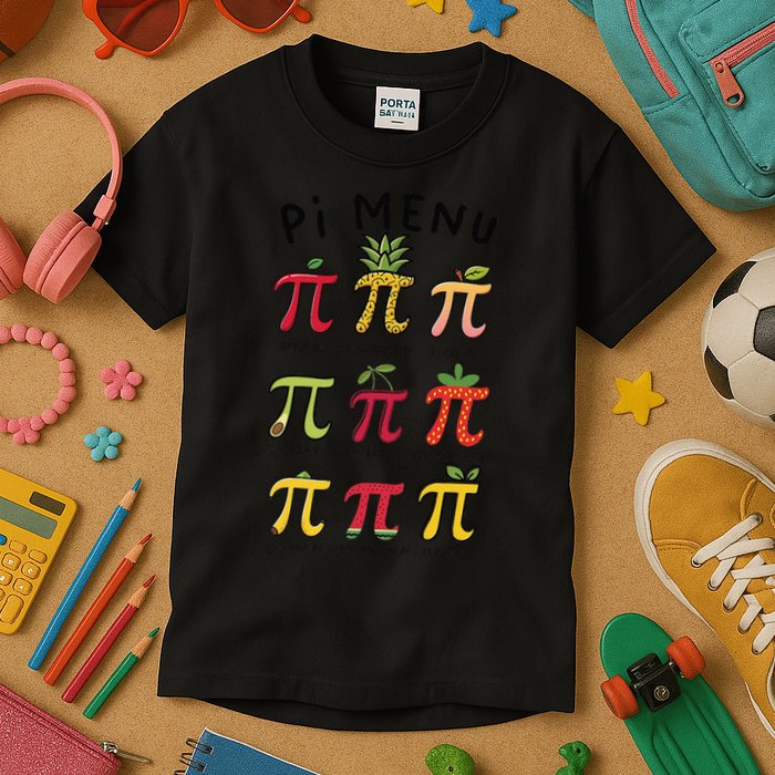 Pie Menu Funny Pi Day Pi 3 Kids T-Shirt