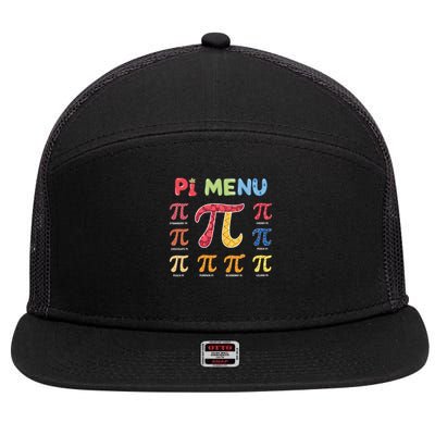 Pie Menu Funny Pi Day Pi 3 7 Panel Mesh Trucker Snapback Hat