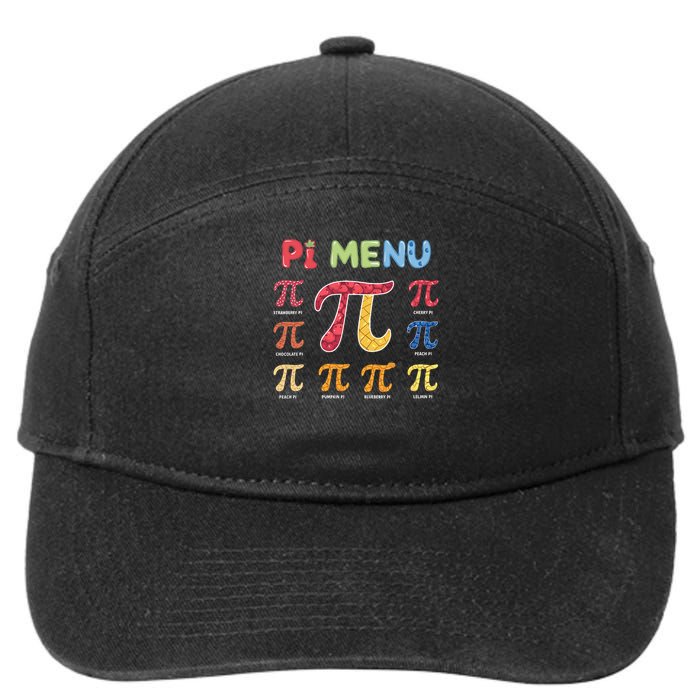 Pie Menu Funny Pi Day Pi 3 7-Panel Snapback Hat