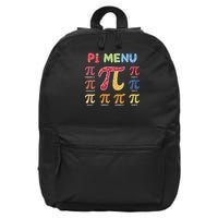 Pie Menu Funny Pi Day Pi 3 16 in Basic Backpack