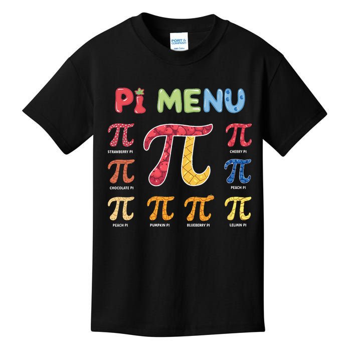 Pie Menu Funny Pi Day Pi 3 Kids T-Shirt