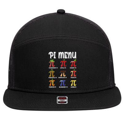 Pi Menu Funny Pi 3.14 Math Teacher Pie Menu Mathematics 7 Panel Mesh Trucker Snapback Hat