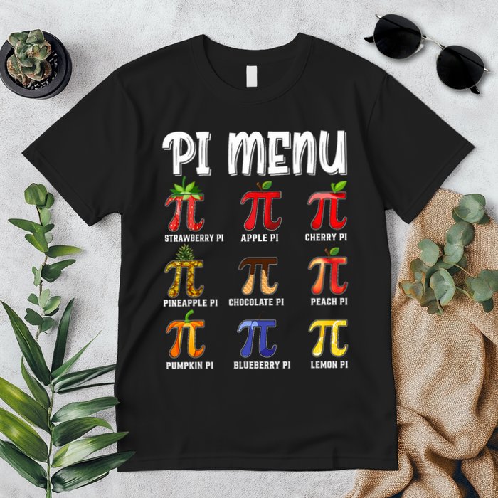 Pi Menu Funny Pi 3.14 Math Teacher Pie Menu Mathematics Premium T-Shirt